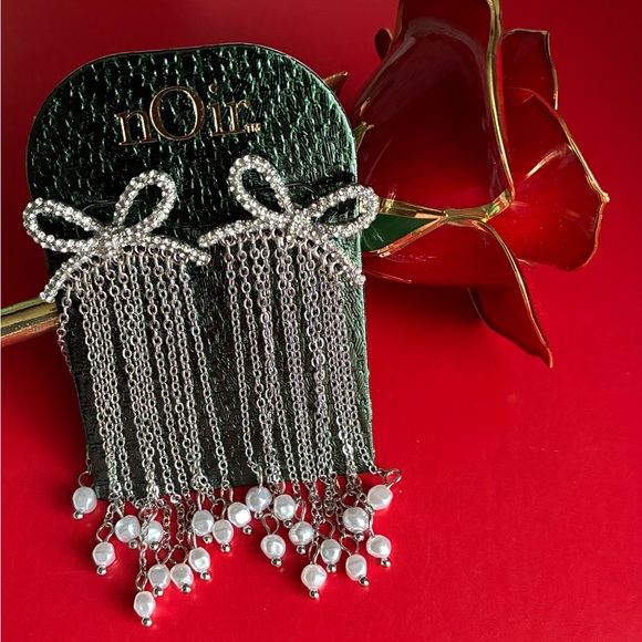 nOir Jewelry Jewelry - nOir Earrings,nOir Silver and Pearl Dangle Earrings